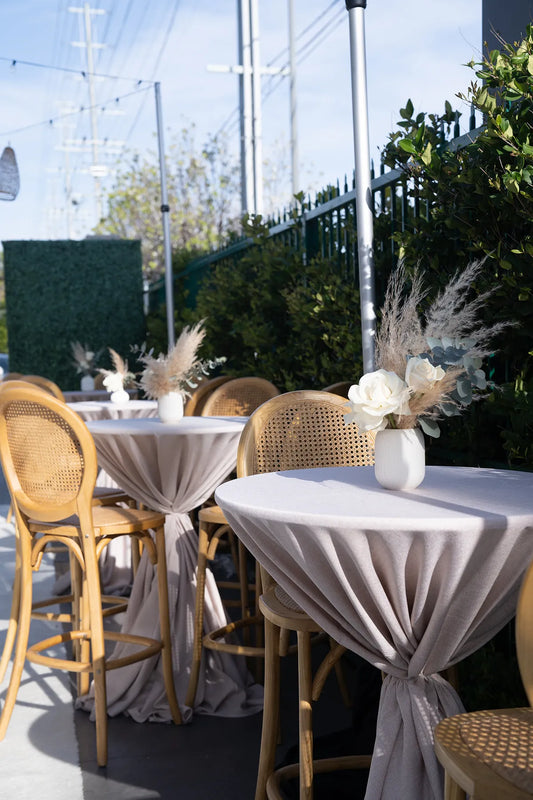 Outdoor wedding tables elegantly arranged
