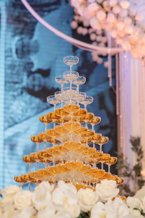 Champagne tower at an Avana Venue celebration