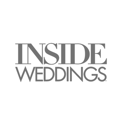Logo for "Inside Weddings" with the words in uppercase gray letters on a light gray background.